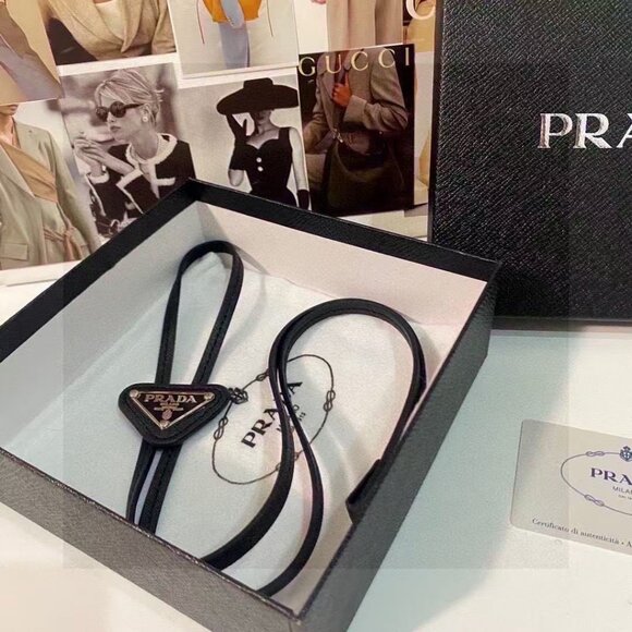 Prada Black Saffiano Leather Bolo Tie - Picture 1 of 5